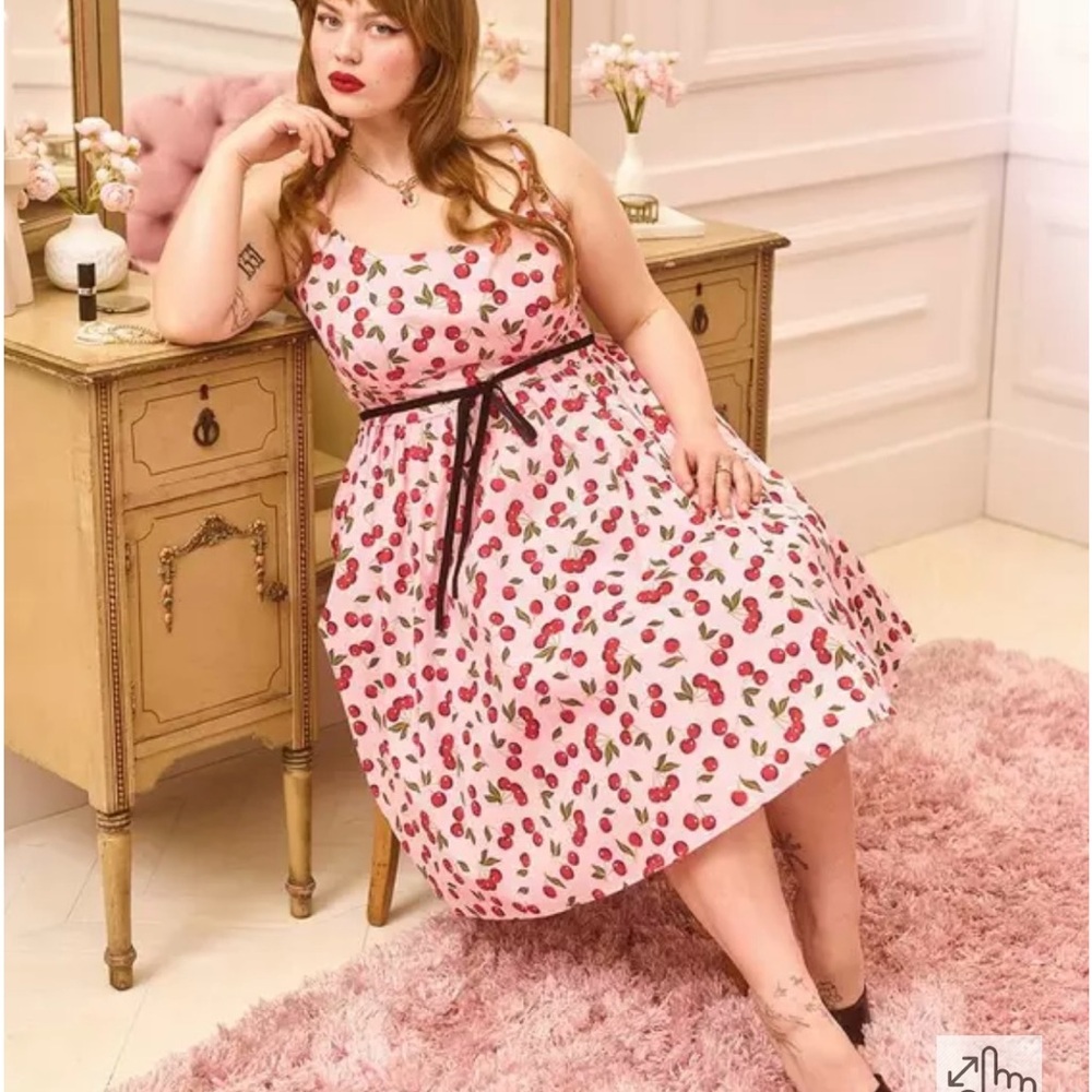 Torrid retro pink Cherry Print Dress